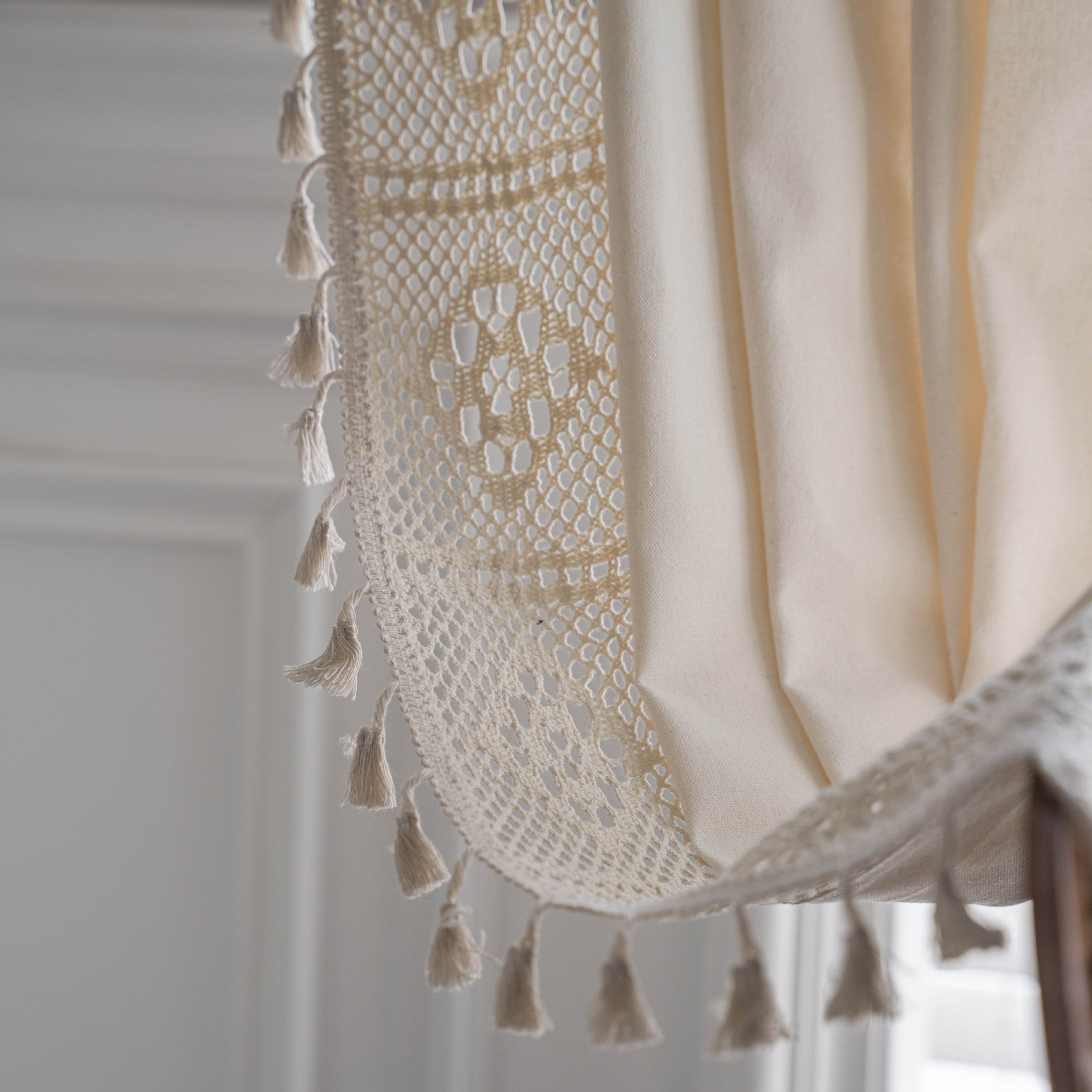 Crochet Plaid Stitching Partition Short Curtain