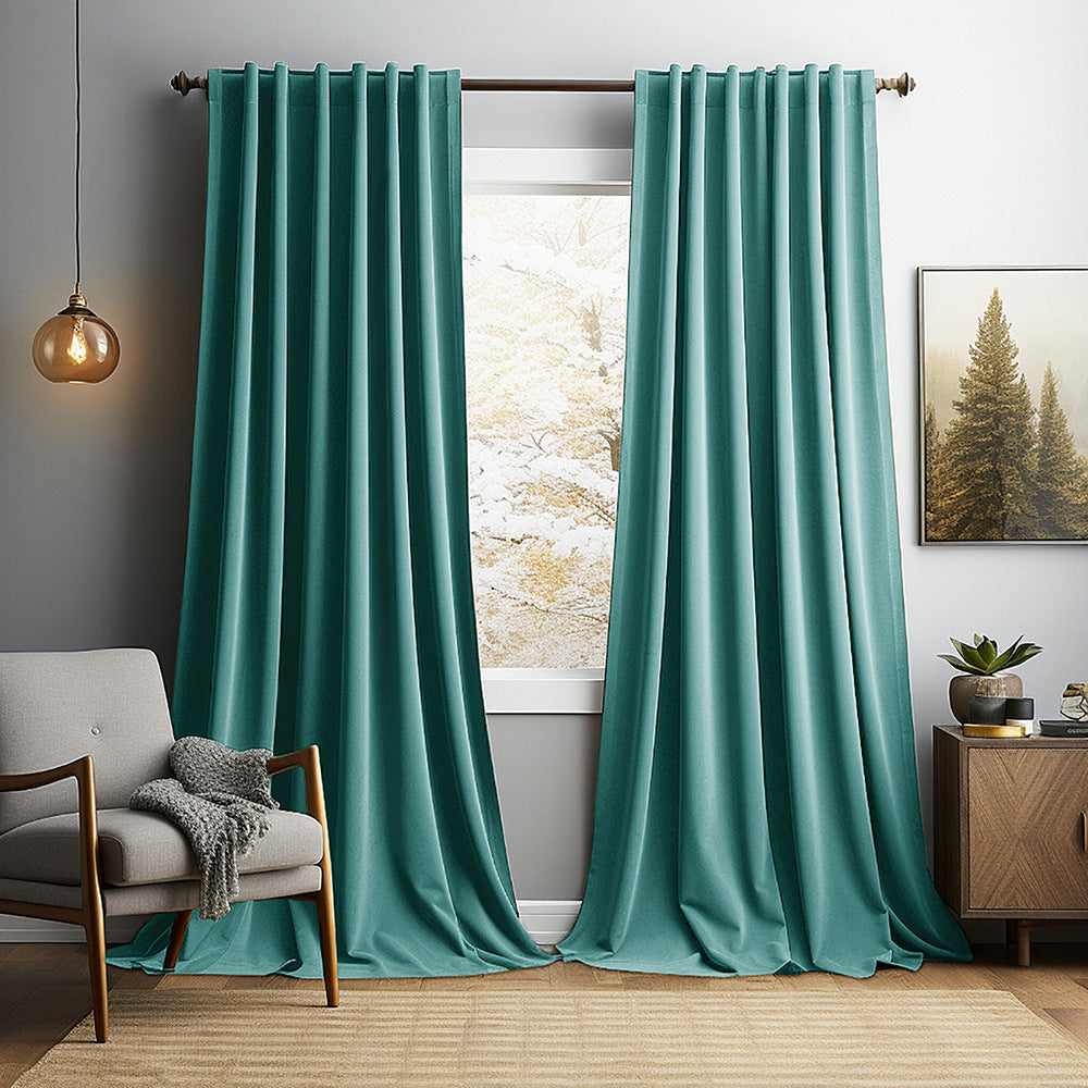 Solid-color Vintage Velvet Blackout And Heat-insulating Curtains For The Living Room Bedroom Or Study