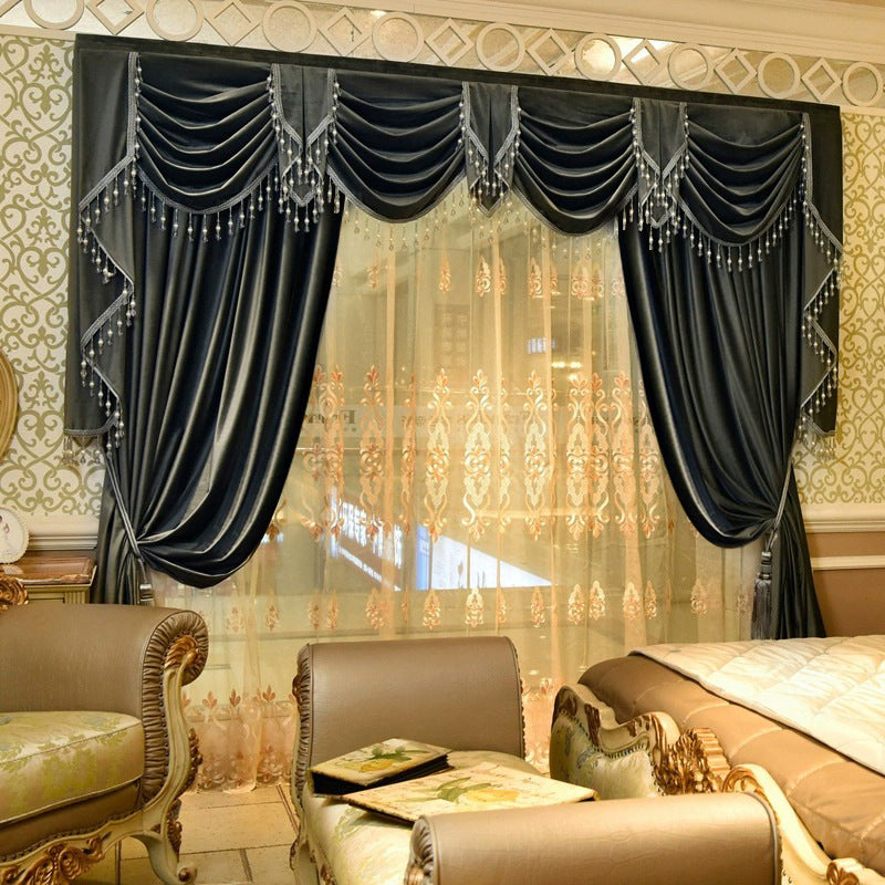 Solid-color Velvet Finished Blackout Curtains Living Room Shades