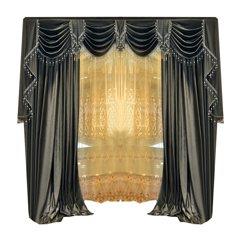 Solid-color Velvet Finished Blackout Curtains Living Room Shades