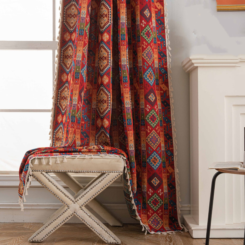 American Style Tassel Curtains For Bedroom, Living Room, Balcony, Ready-made Curtains