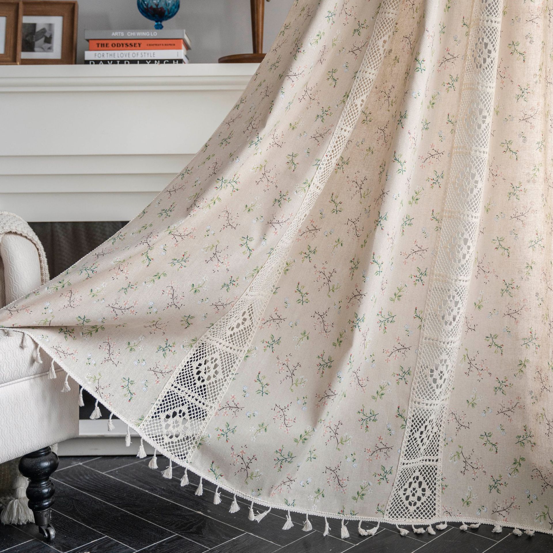 Crochet Plaid Stitching Partition Short Curtain